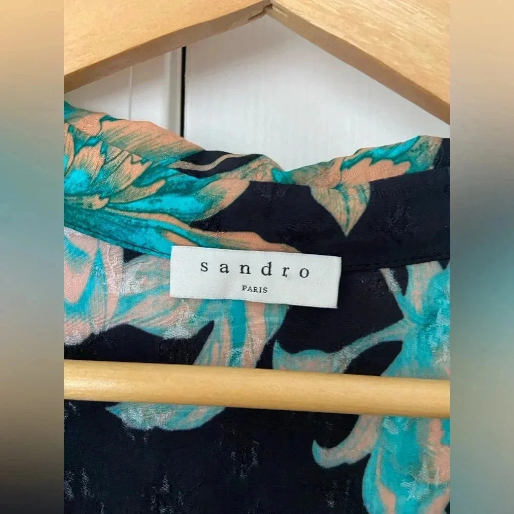 Sandro Paris Blaire Knotted Floral Print Maxi Dress size 38 EU - Picture 6 of 9